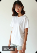 Before - Tシャツ → ビキニ